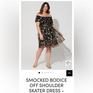 Torrid Embroidered Floral Skater Dress Sz 1